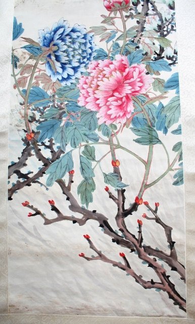 Chinese Paper Scroll w/2 Birds on Branch - 5