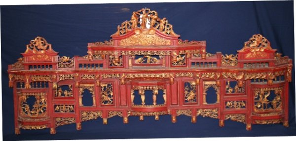Large Chinese Hand-Carved Wall Decoration