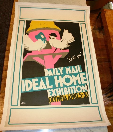 Frank Newbould Art Deco Advertisement c 1935: Frank Newbould (1887 - 1950) Art Deco style advertisement poster: "Daily Mail Ideal Home Exhibition, Olympia - April 5 to 30";. Circa 1935. A graduate of Bradford College of Art, he designed many trav