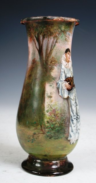 Pierrot Hand-Painted Enamel Vase 19th-C - 4
