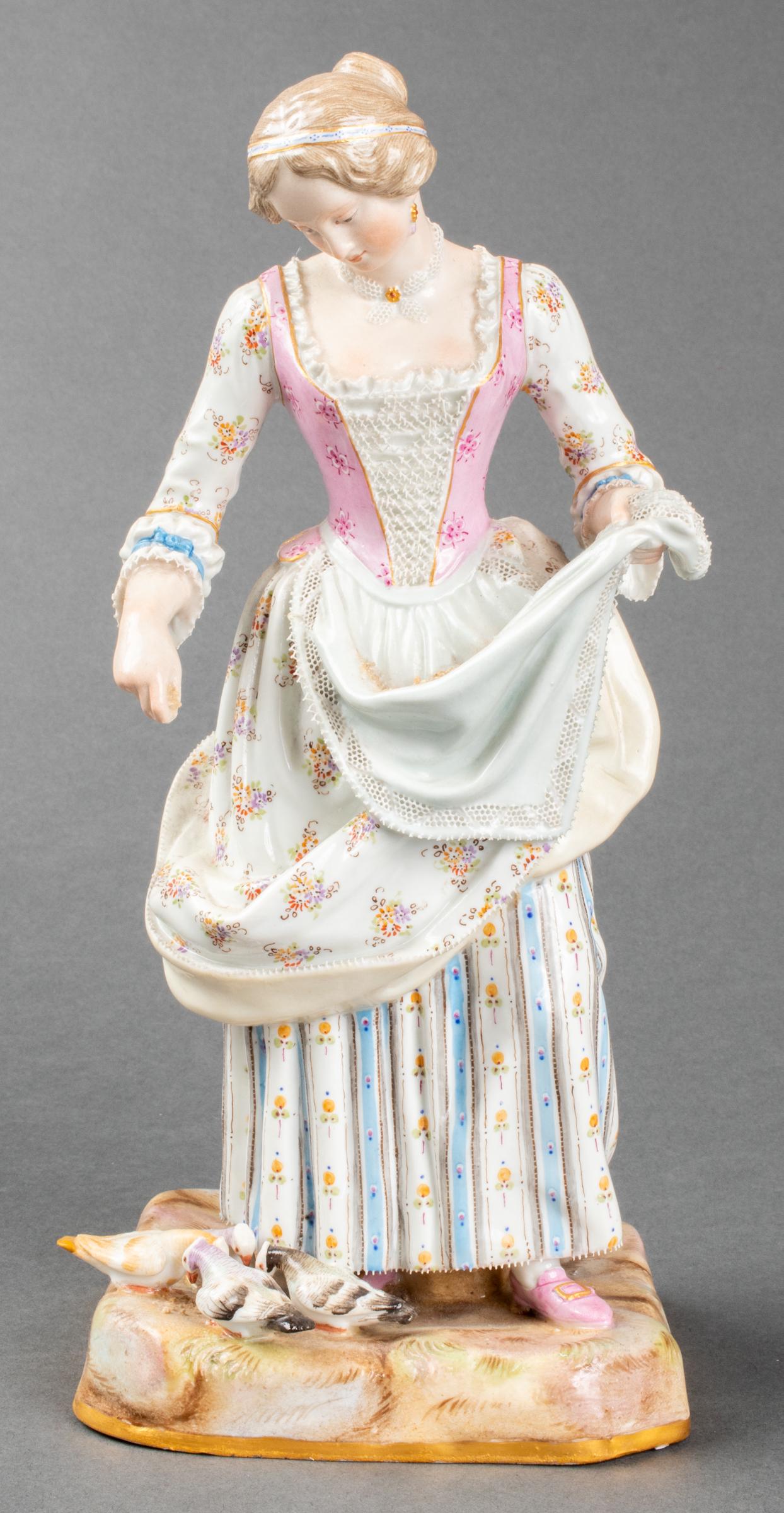 Meissen Woman Feeding Birds Porcelain Sculpture (1 of 10)