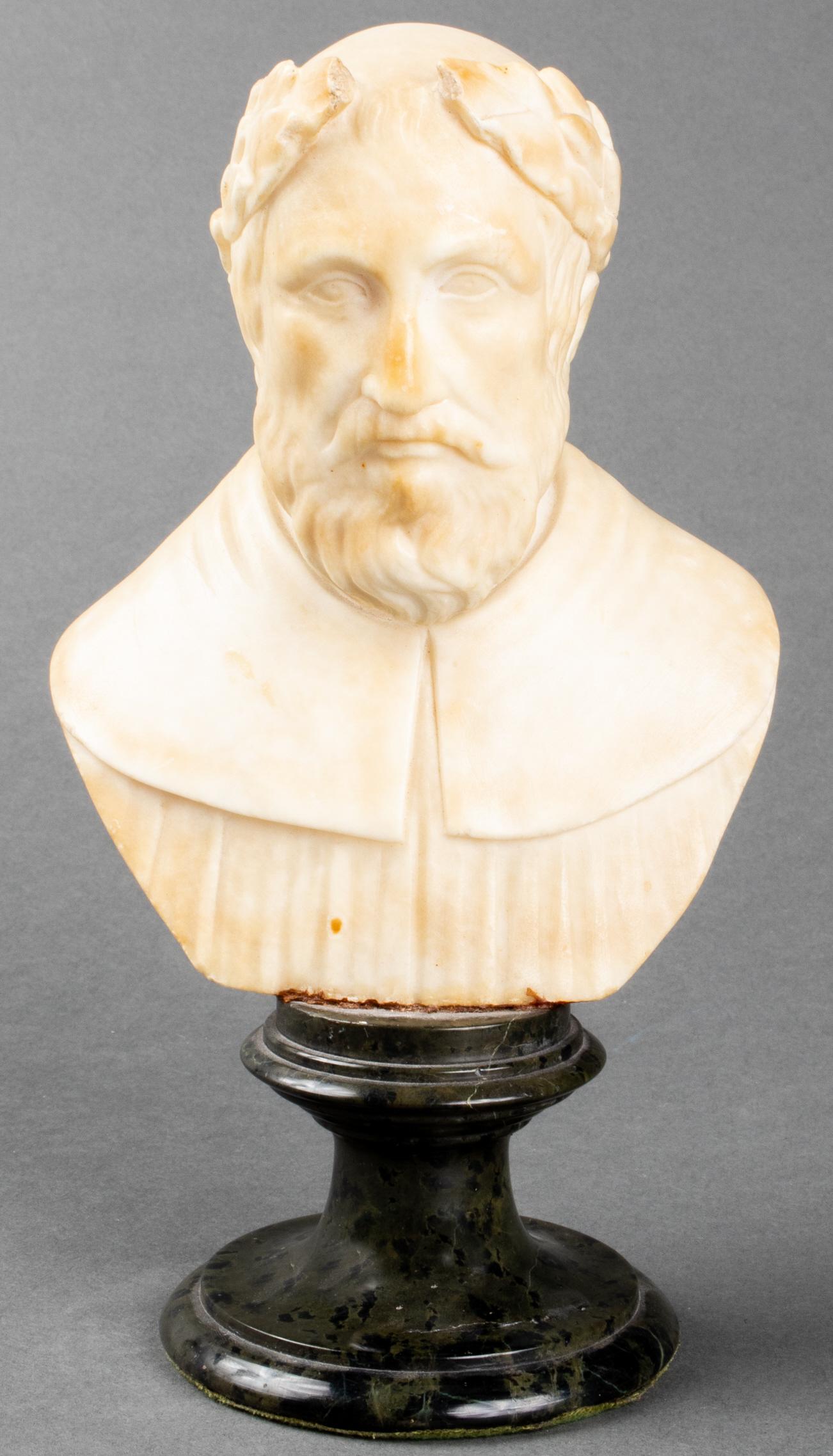 Neoclassical Carved Alabaster Bust Sculpture (1 of 7)