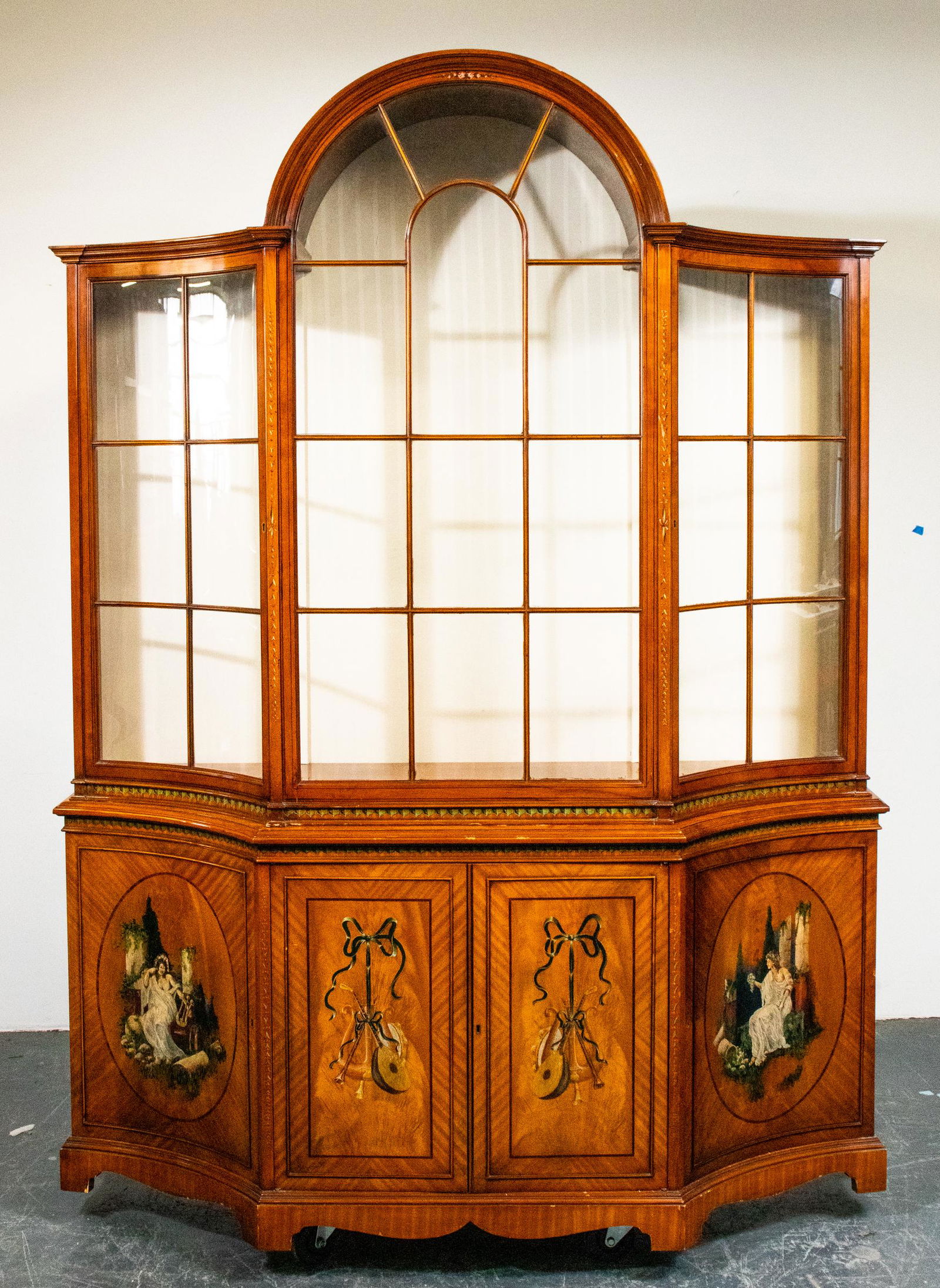 Adam Style Paint Decorated Breakfront / Bookcase (1 of 12)