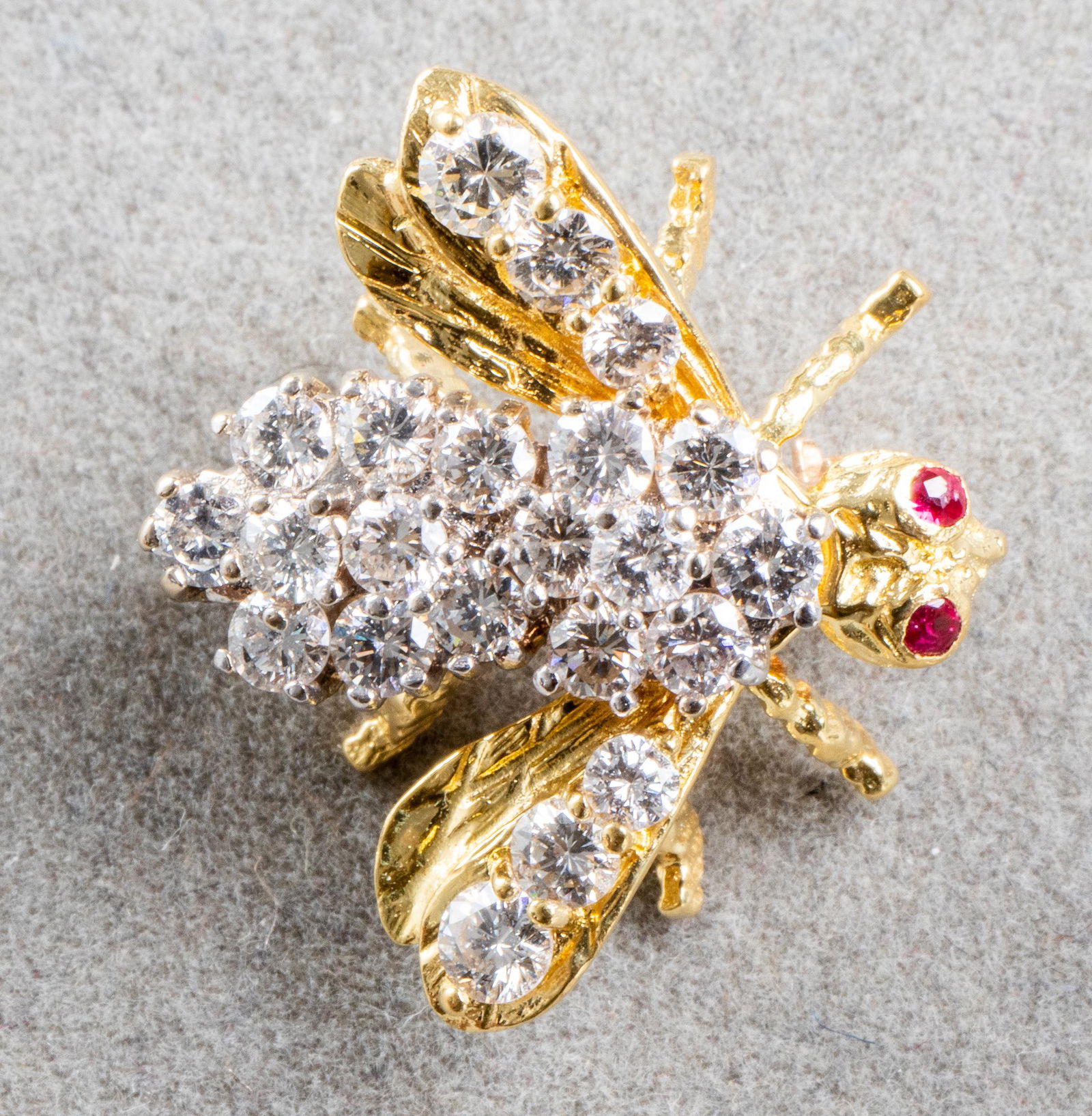 18K Yellow Gold, Diamond & Ruby "Bee" Pin (1 of 3)