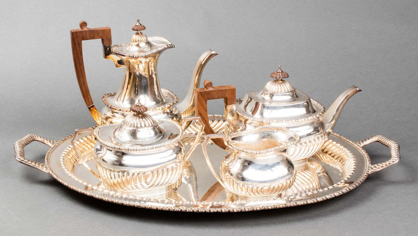Michael Strauss Sterling Silver Tea Service, 5 Pcs (1 of 12)