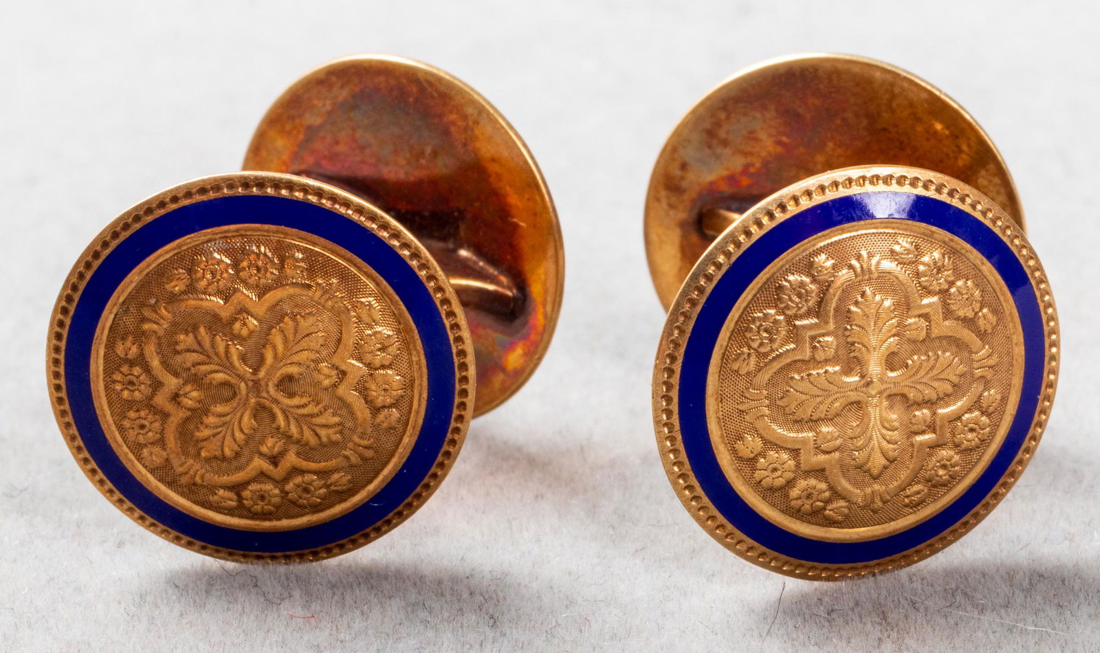 14K Yellow Gold & Enamel Fleur-De-Lis Cufflinks (1 of 4)