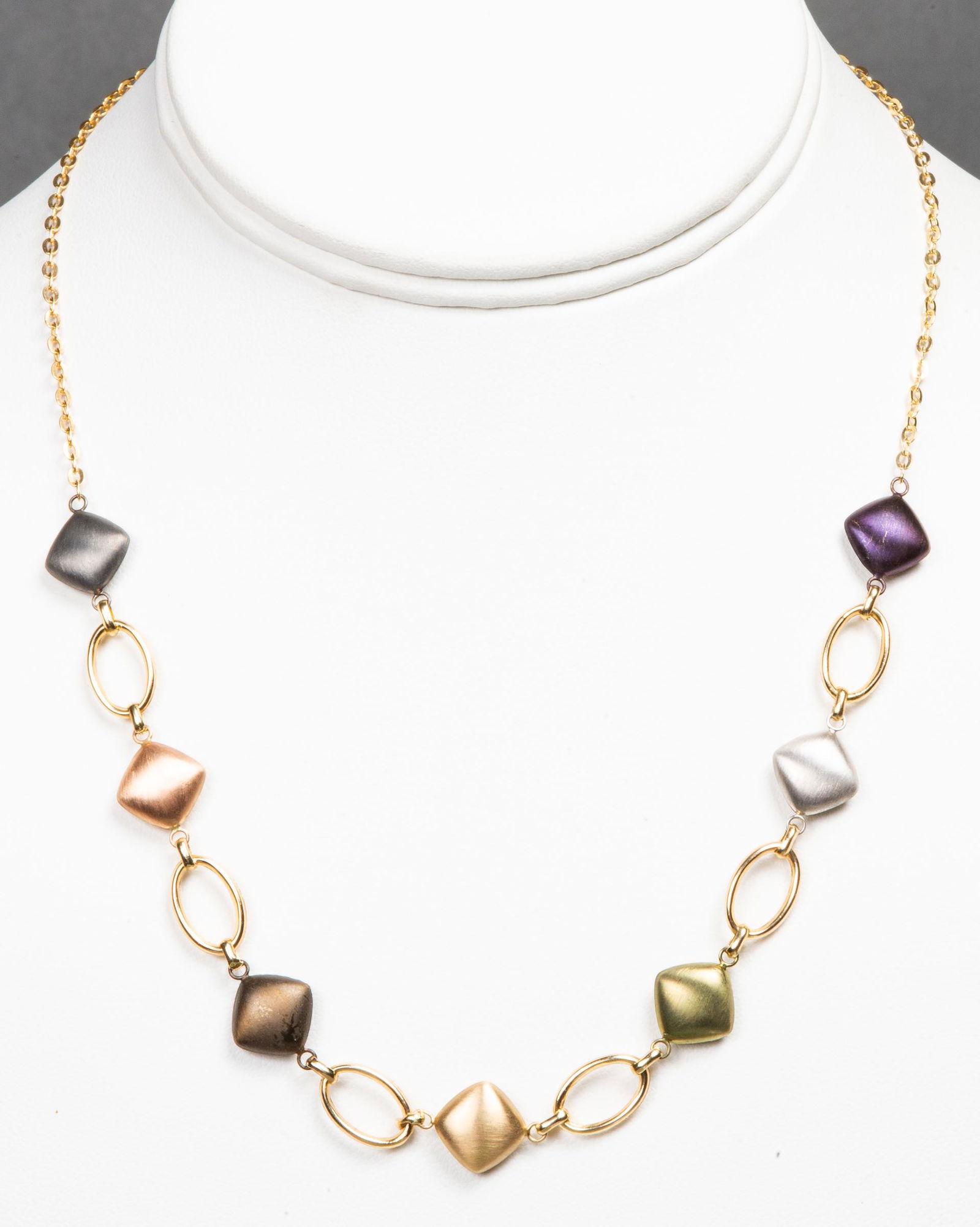 14K Multi-Colored Gold Geometric Link Necklace (1 of 4)