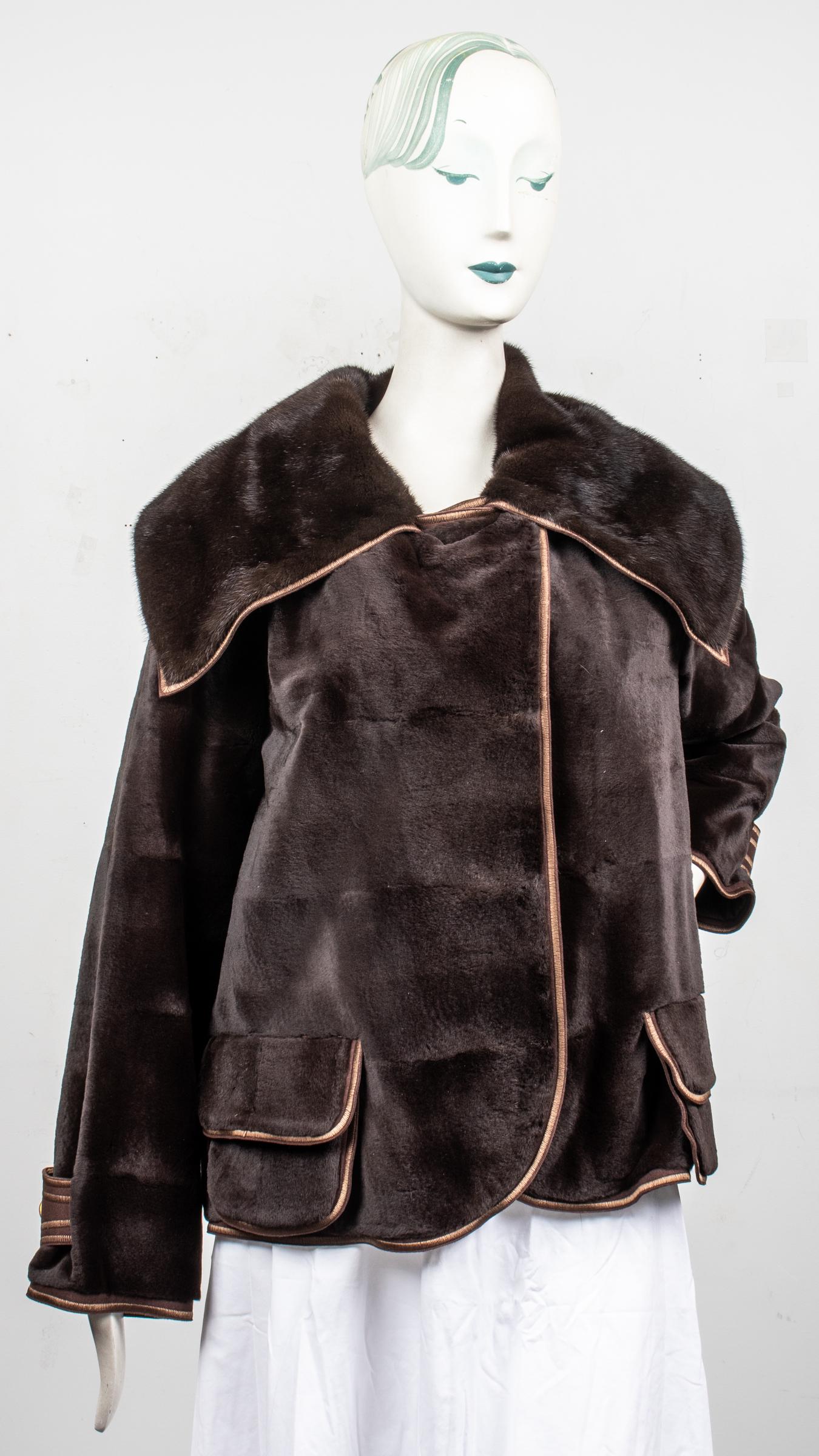 Sheared Brown Beaver Fur Jacket (1 of 8)