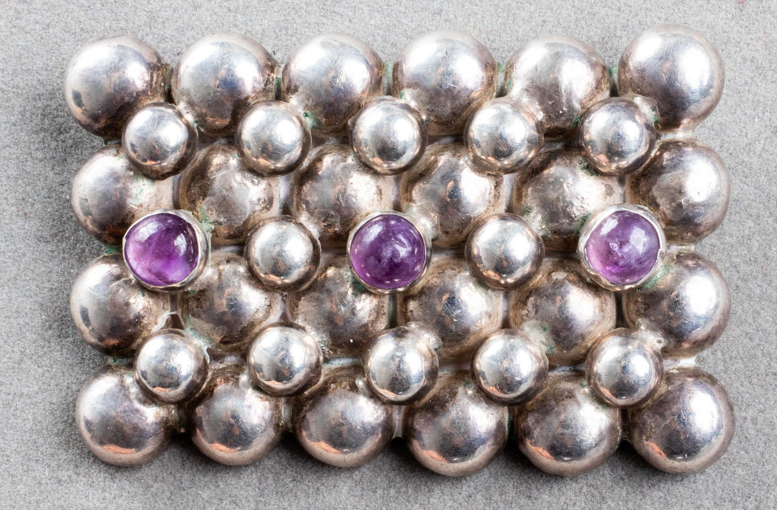 Taxco Mexican Silver Amethyst Brooch / Pin (1 of 5)