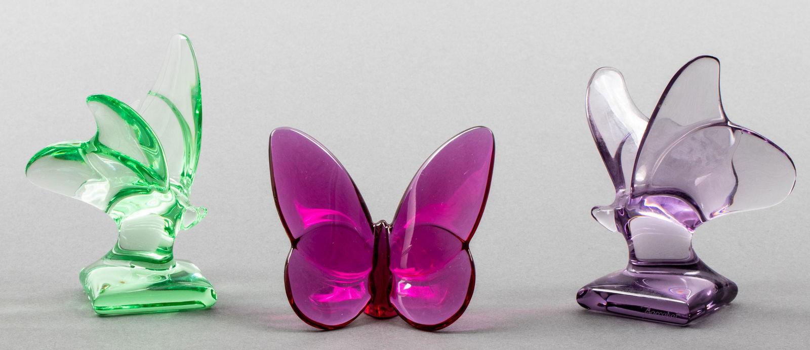 French Baccarat Colored Glass Butterflies, 3 Pcs (1 of 6)