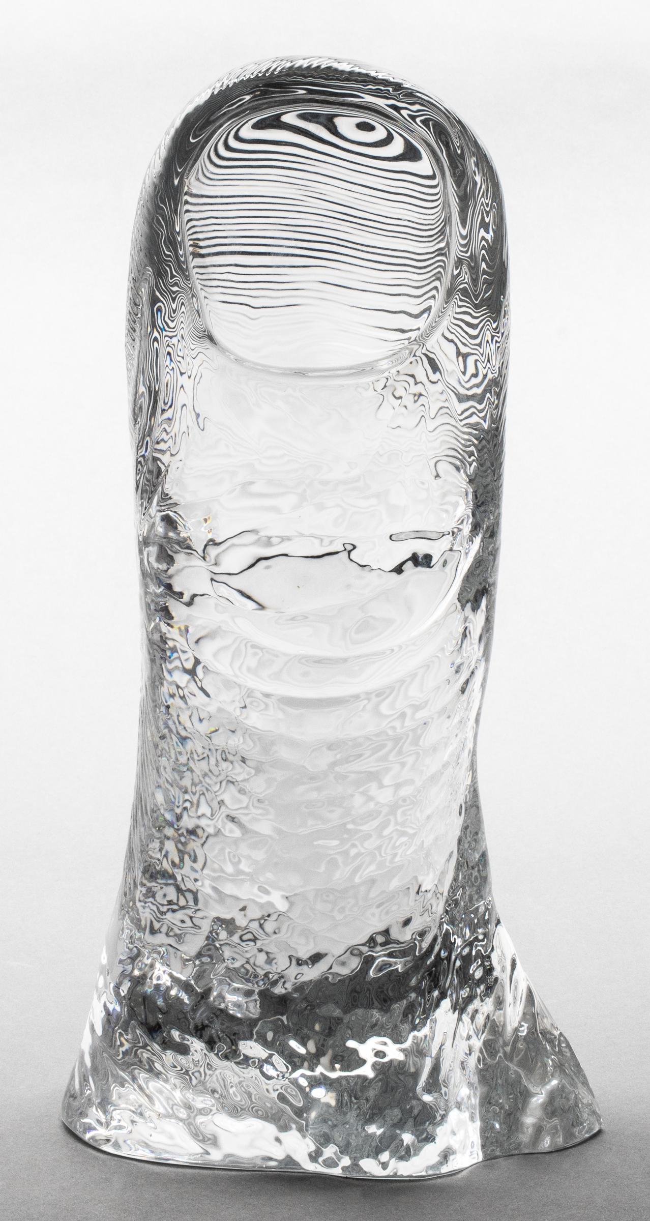 César for Baccarat "Le Pouce" Crystal Thumb, 16" H: César Baldaccini (French, 1921-1998) for Baccarat "Le Pouce," 1989, modern crystal sculpture, number 77 from the edition of 300, large vertical composition of a thumb, signature and edition number on