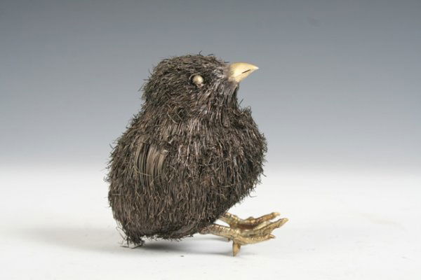 Buccellati Sterling Silver Baby Bird Statue: Buccellati sterling-silver baby bird statue. Dimensions: 4" x 3-1/2"