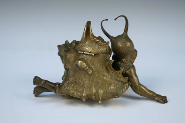 Nouveau Bronze Inkwell Boy Dressed as Snail - 3