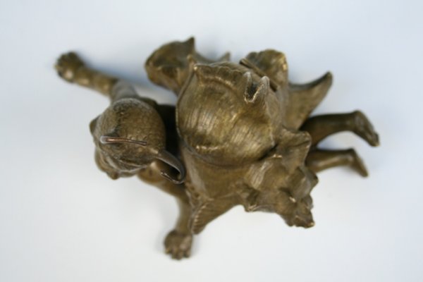 Nouveau Bronze Inkwell Boy Dressed as Snail - 5