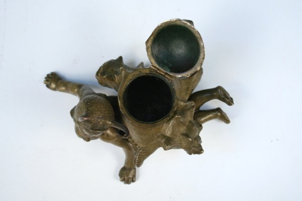 Nouveau Bronze Inkwell Boy Dressed as Snail - 6