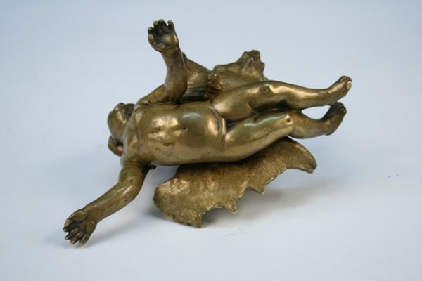 Nouveau Bronze Inkwell Boy Dressed as Snail - 8