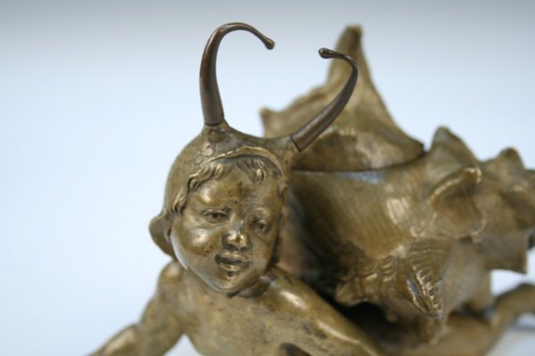 Nouveau Bronze Inkwell Boy Dressed as Snail - 9