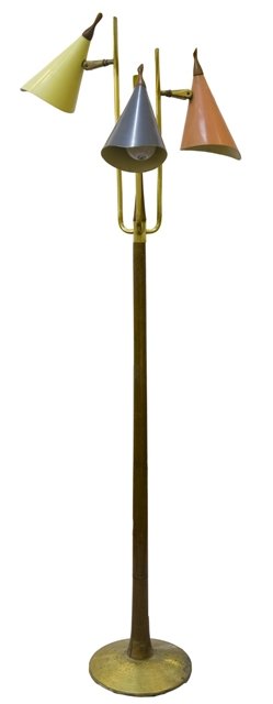 Mid-Century Modern Adjustable-Fixture Floor Lamp