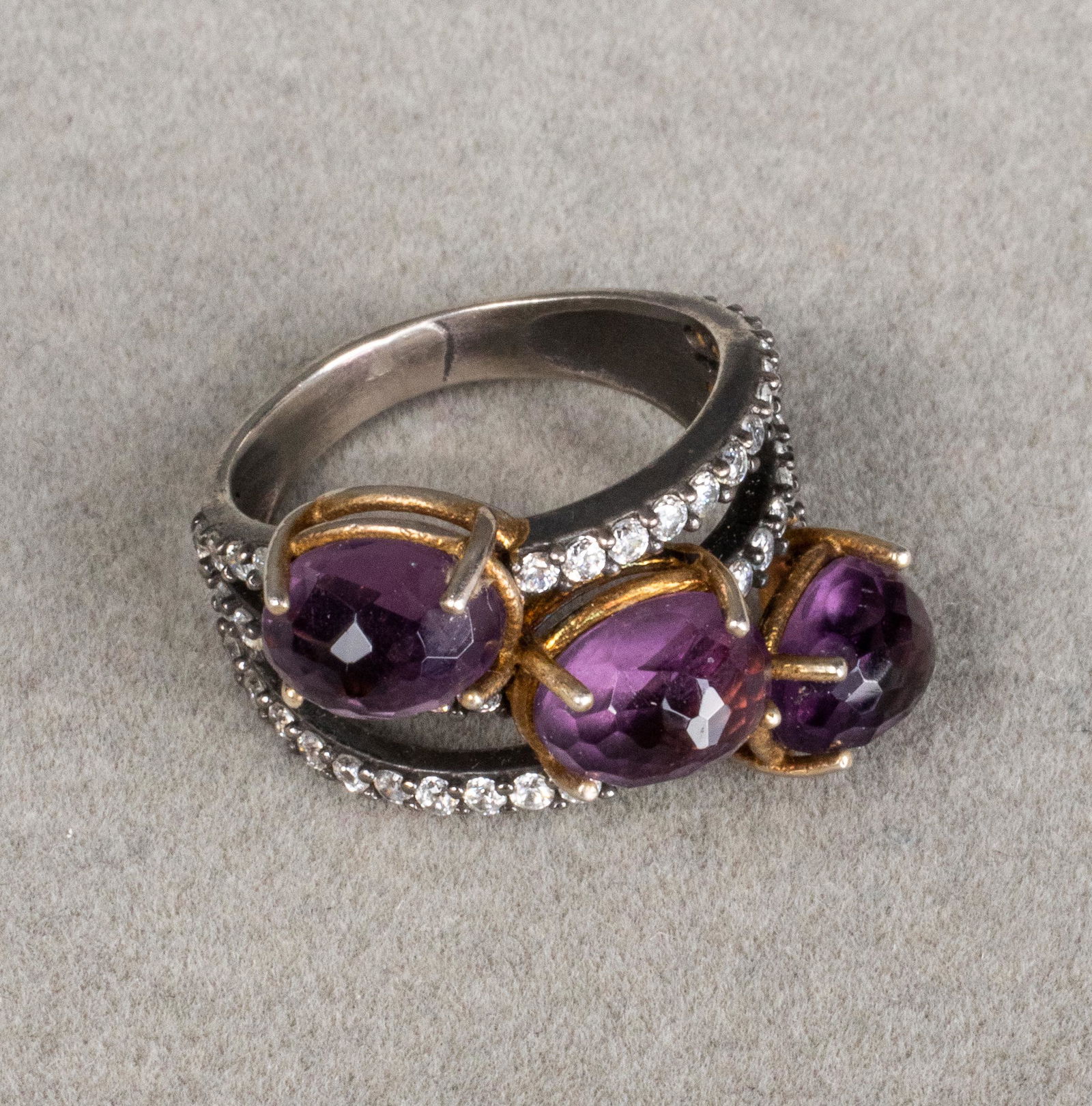 Vintage Silver Amethyst & Cubic Zirconia Ring (1 of 8)