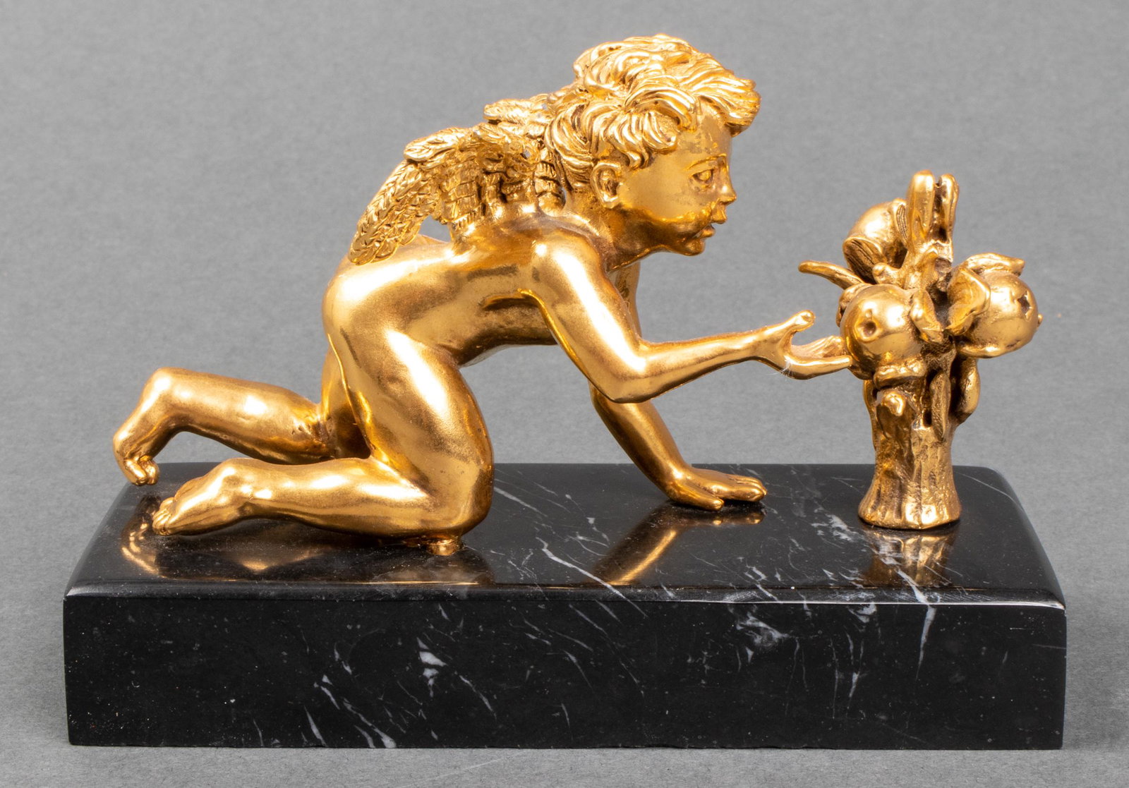 Gilt Metal and Marble Cherub Paperweight (1 of 7)