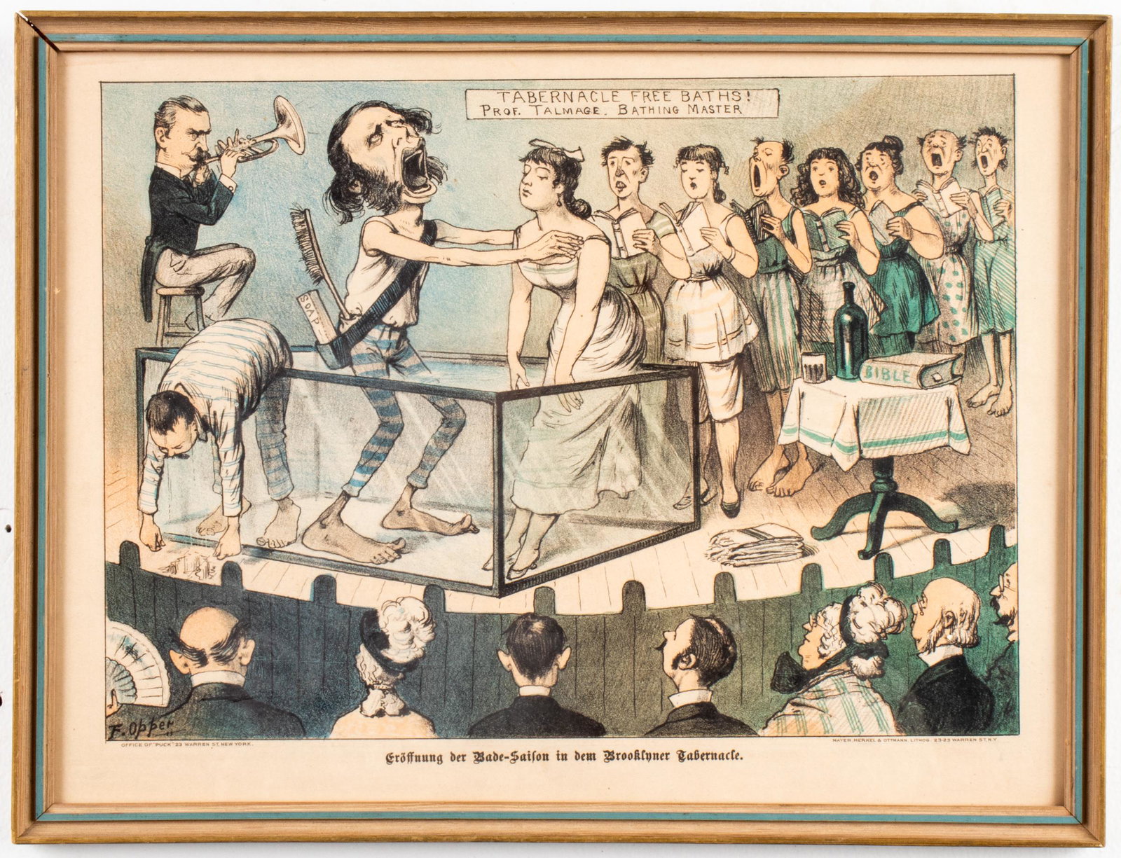 Antique Satirical Print w/English and German Text (1 of 7)