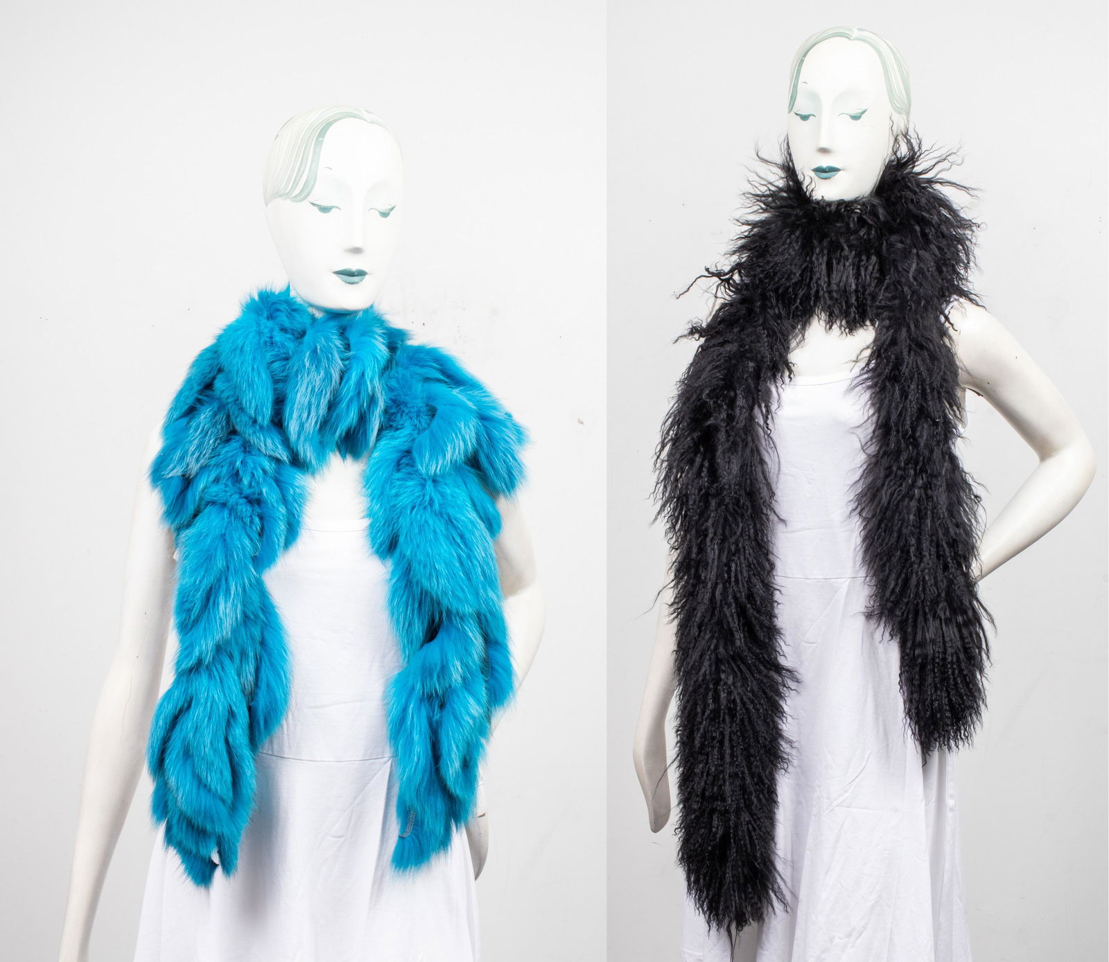 Finnish Fox Fur & Mongolian Lamb Fur Scarves, 2 (1 of 7)