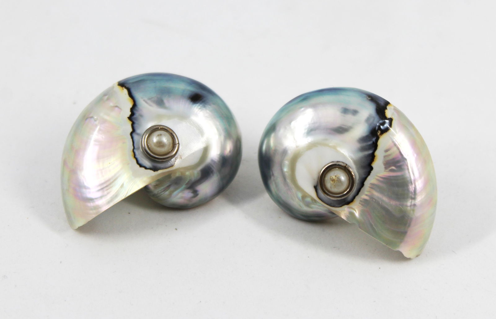 Vintage Pair Of Iridescent Shell Earrings (1 of 6)