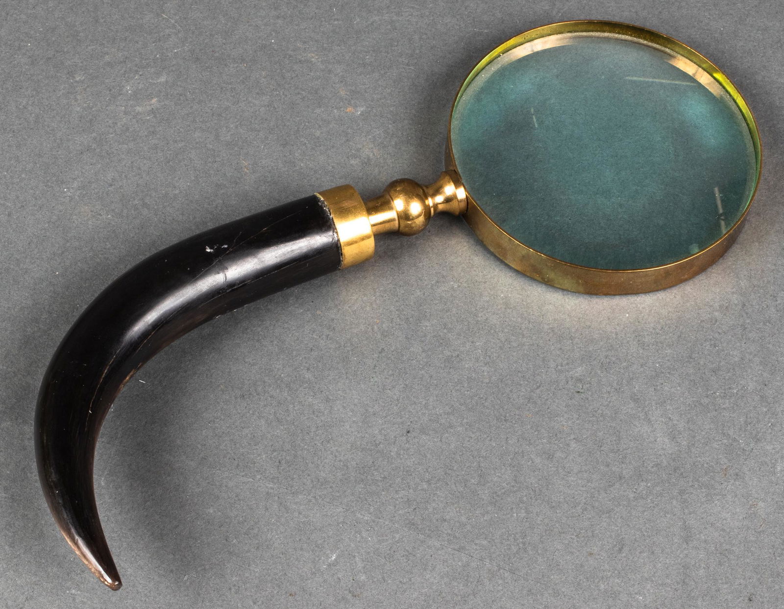 Brass Mounted Magnifying Glass w Horn Handle (1 of 5)