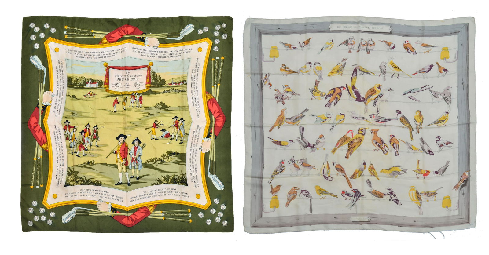 Hermes Silk Scarfs "Jeu de Golf" & "Oiseaux," 2 (1 of 9)