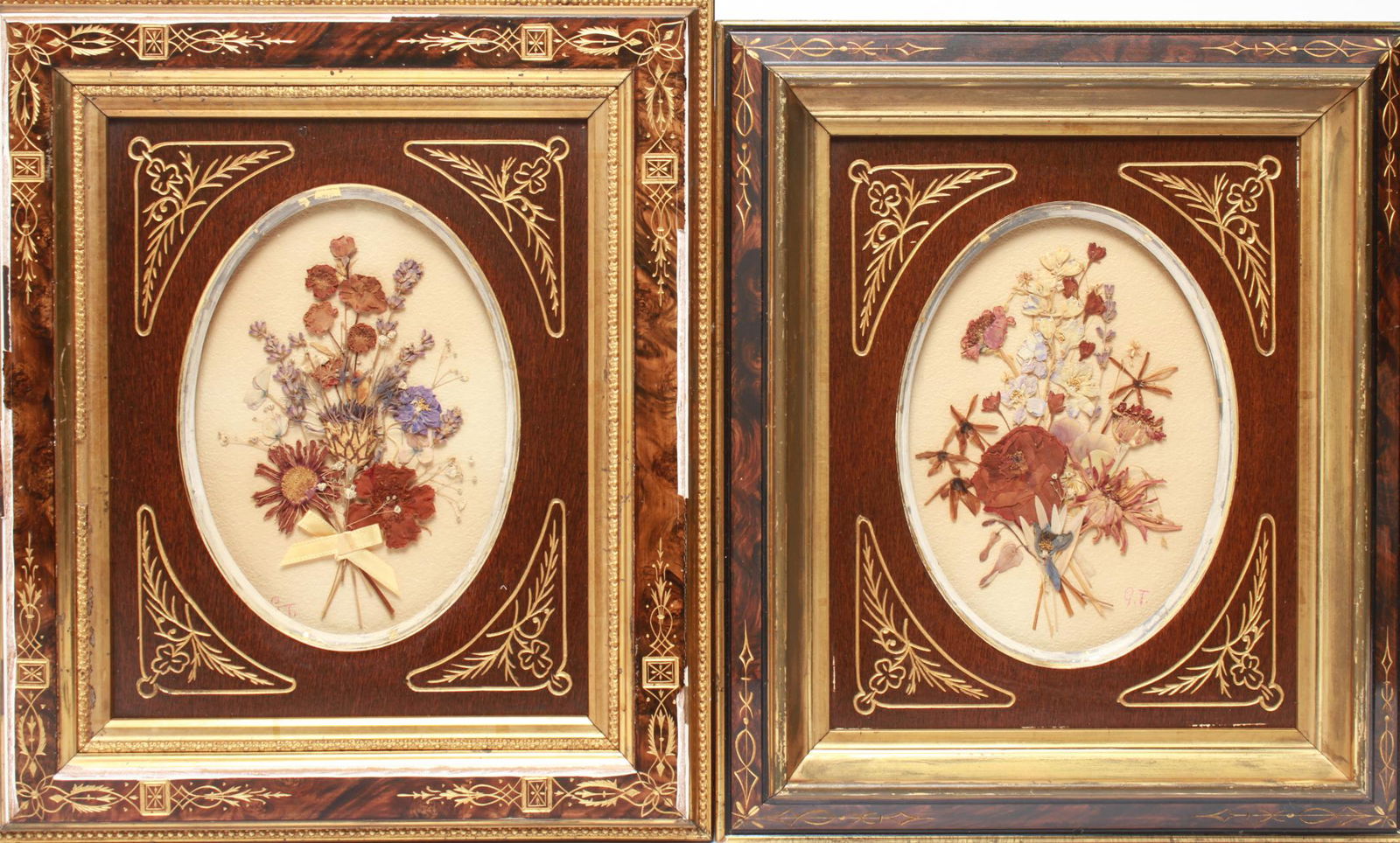English Aesthetic Movement Dried Flowers Framed Pr (1 of 5)