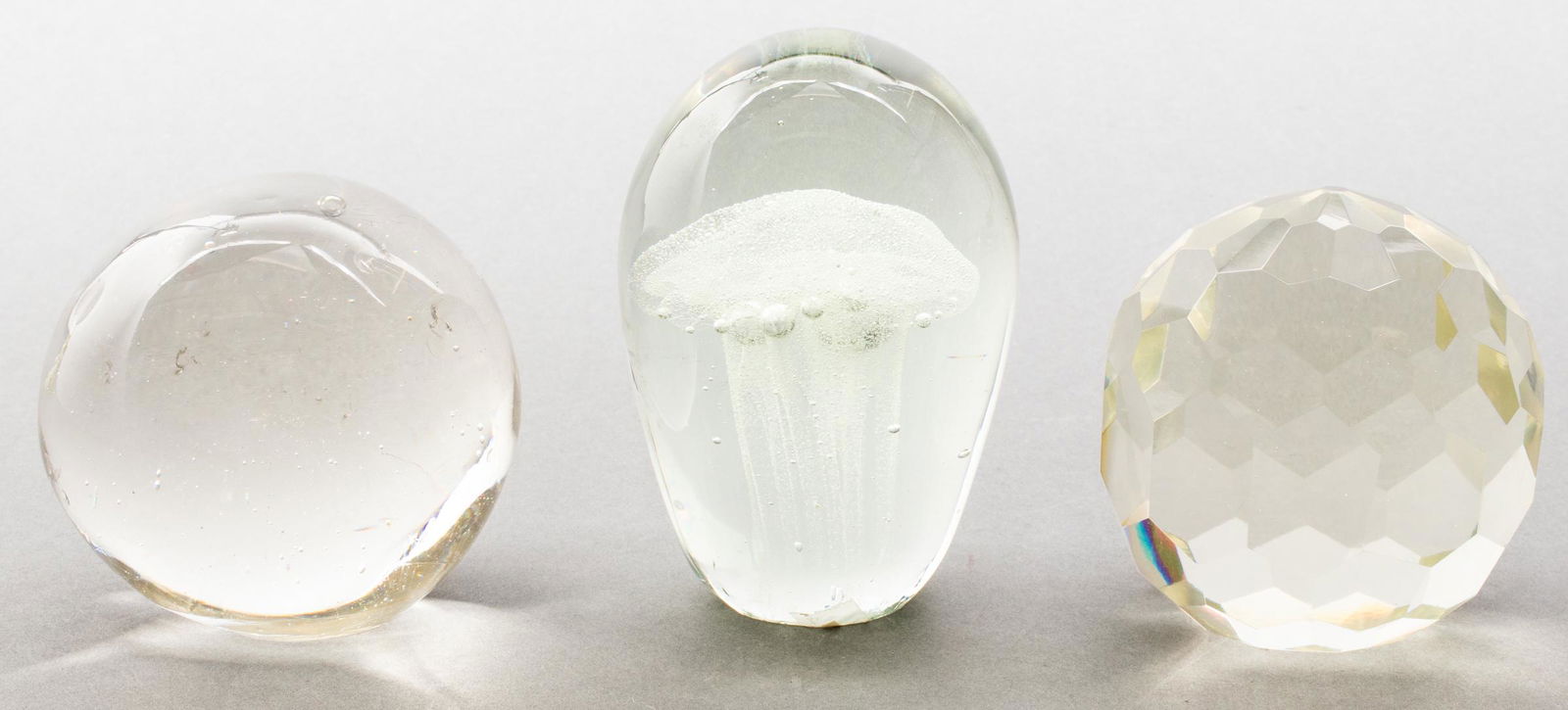 Clear Art Glass Paperweights, 3 Pcs. (1 of 5)