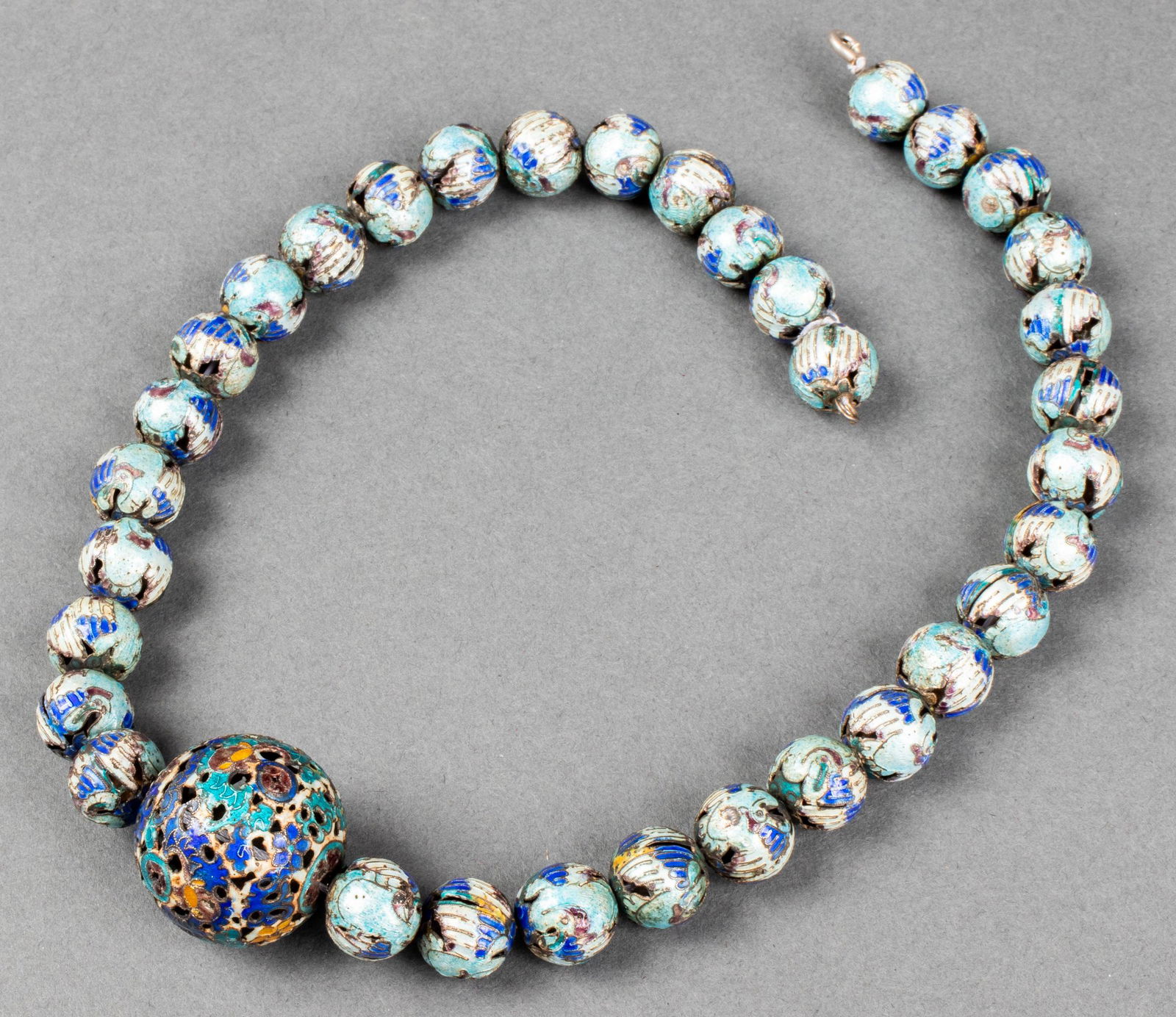 19th Century Chinese Silver Enamel Necklace (1 of 4)