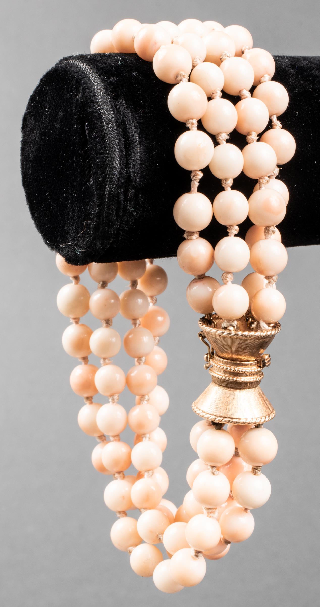 10K Yellow Gold Clasp Four-Strand Coral Bracelet (1 of 6)