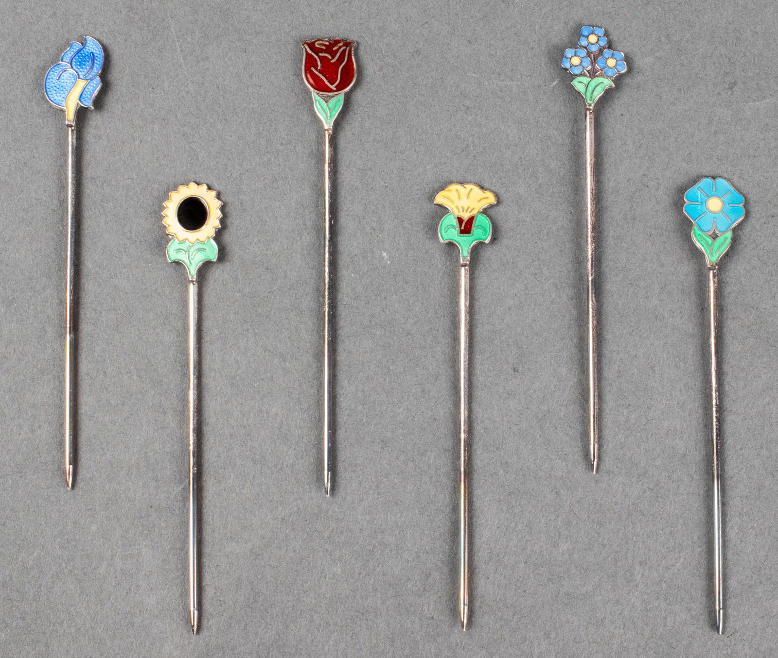 Danish Silver & Enamel Hors D'Oeuvre Picks, 6 (1 of 7)