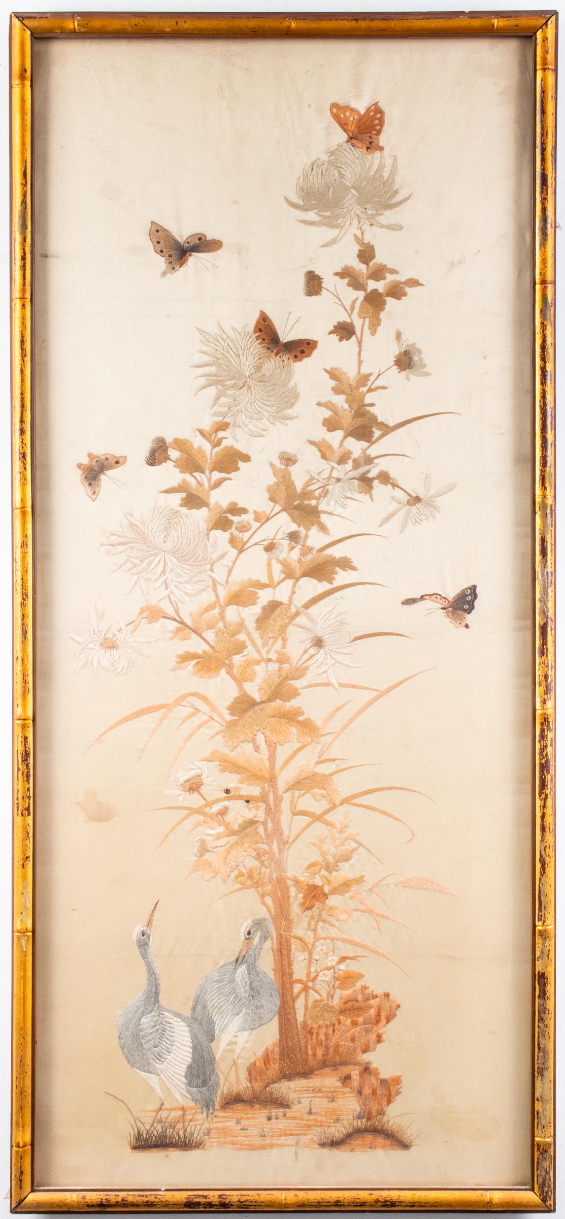 Chinese Silk Embroidery Panel with Cranes (1 of 7)