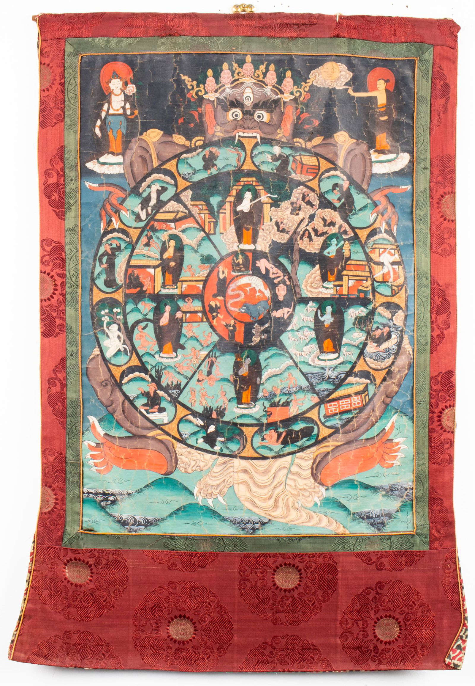 Signed 19th Century Hand Painted Tibetan Thangka (1 of 10)