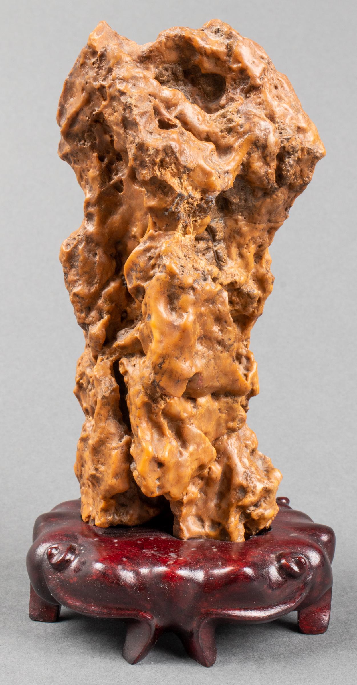 Chinese Wax Stone Scholar's Rock W Stand (1 of 10)