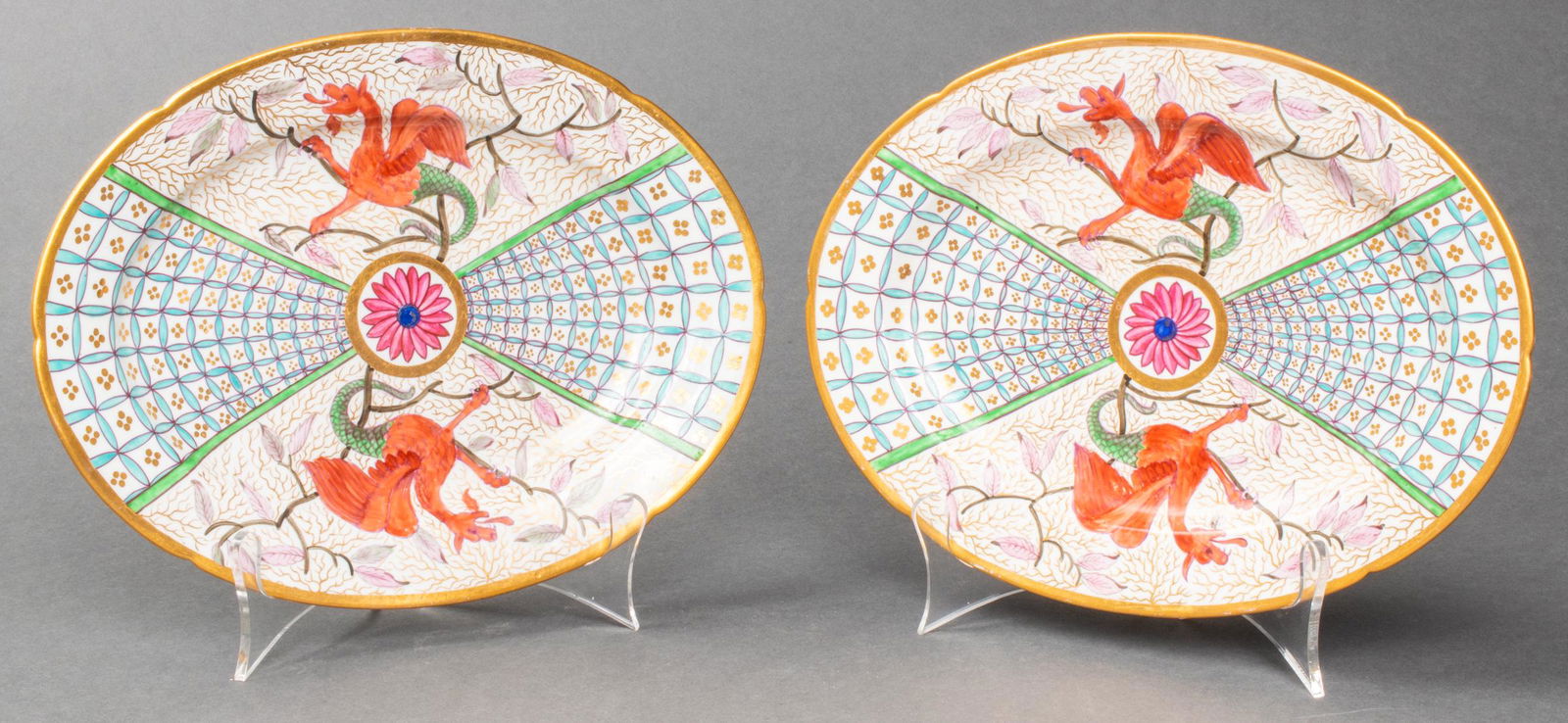 Korean Ceramic Plates w Chimera Motifs, Pair (1 of 10)