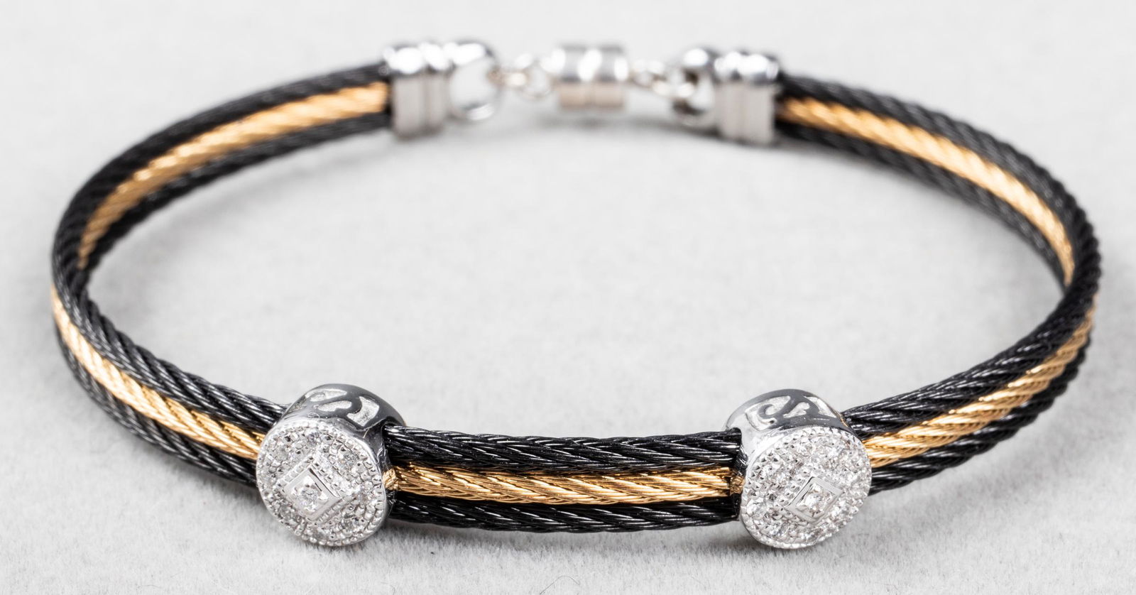 Alor 18K, Silver & Steel Diamond Bangle Bracelet (1 of 5)