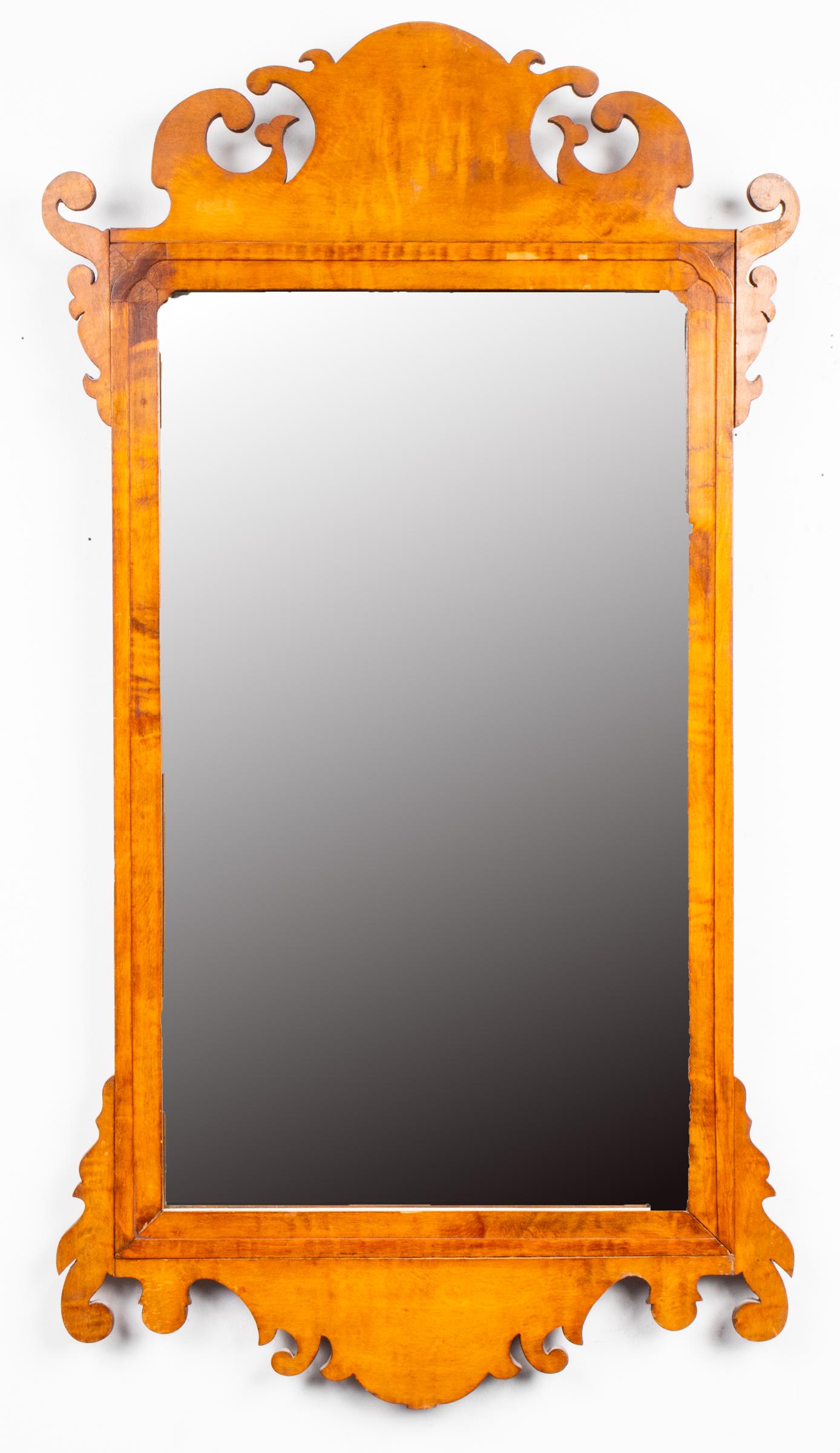 George III Style Fret Carved Walnut Mirror (1 of 4)