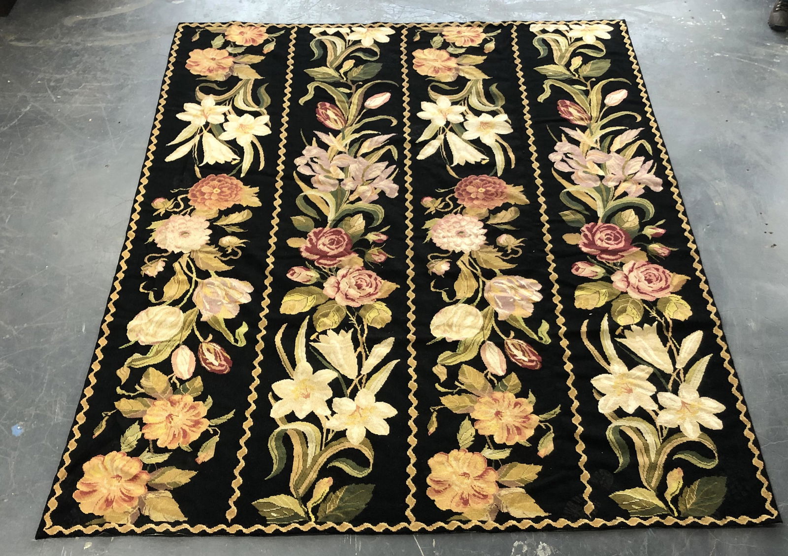 Victorian English Needlepoint Garden Rug, 10' x 8' (1 of 4)