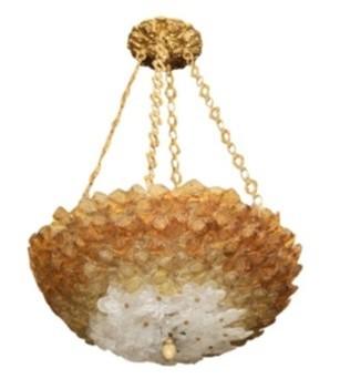 Barovier & Toso Floral Cluster Glass Chandelier: Barovier and Toso Italian Venetian Murano mid-century modern glass chandelier with round frame, surrounded by individually applied, hand blown glass florets, in amber to white tones, with gilt metal f