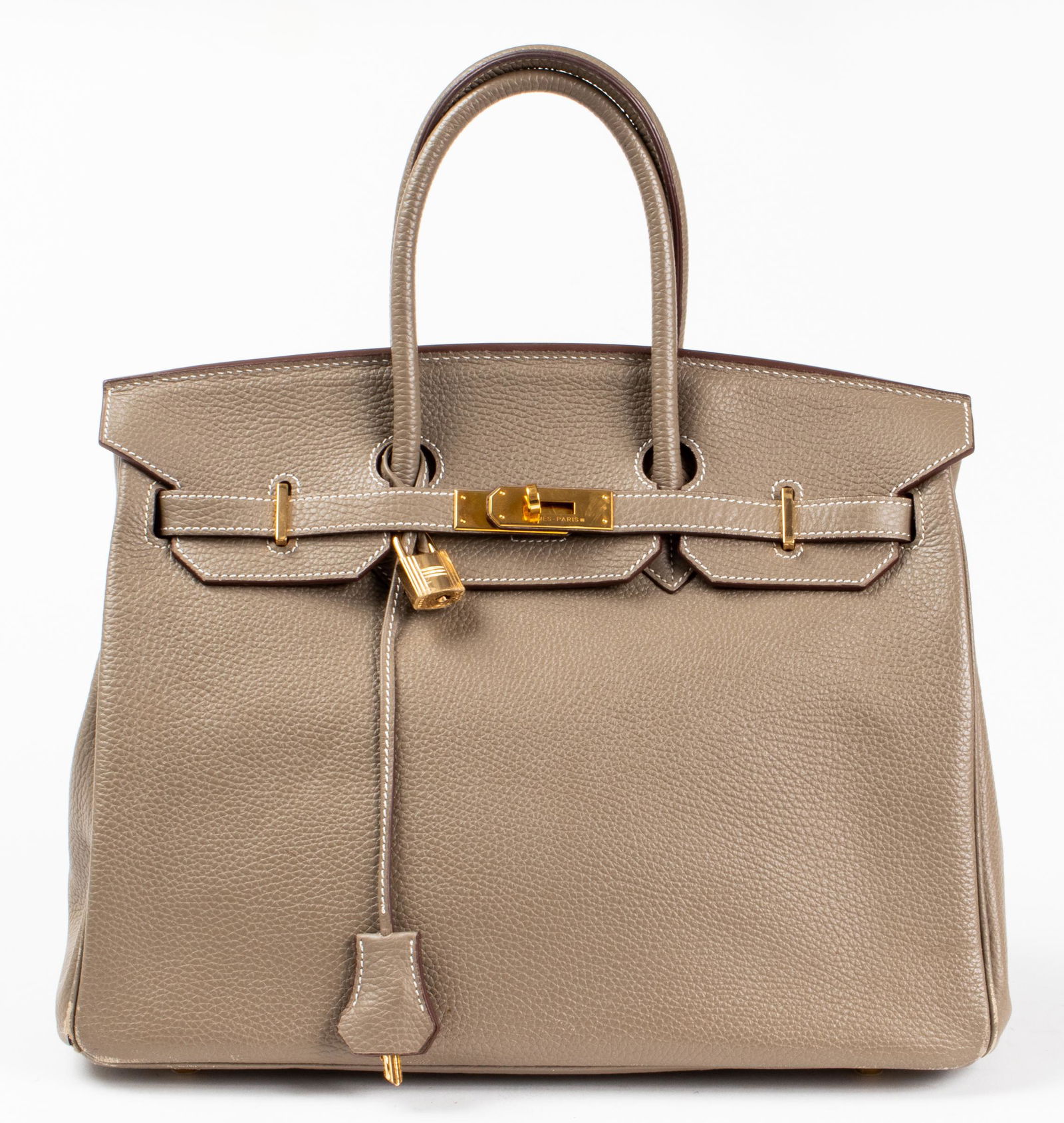 Grey Leather 35cm Handbag (1 of 5)