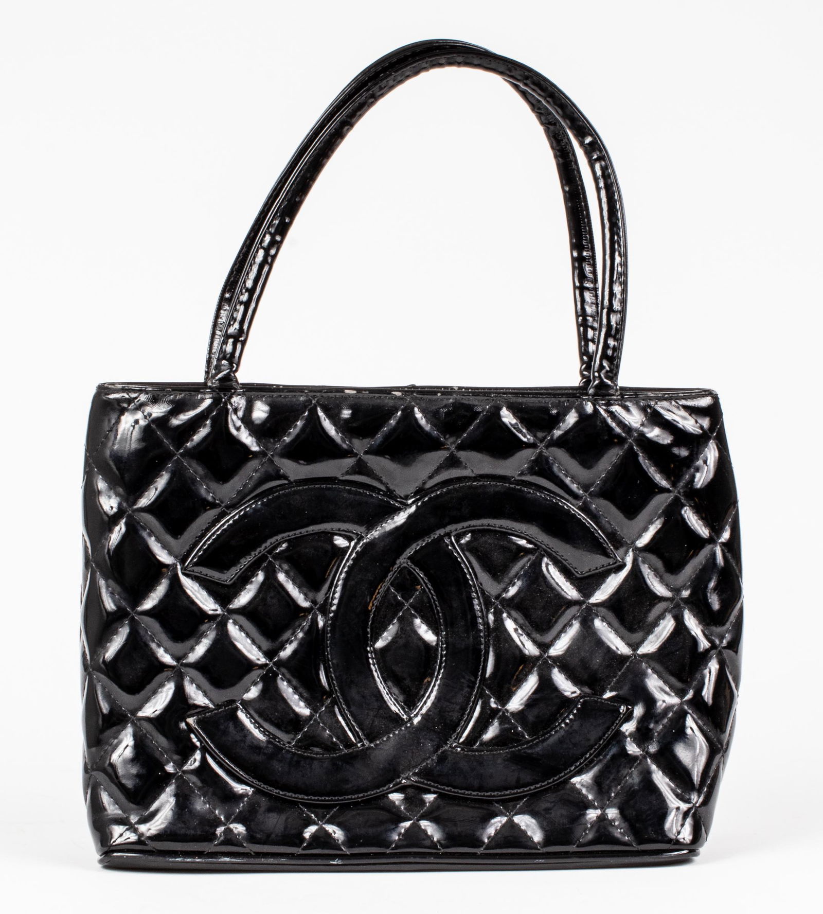 Black Patent Leather Tote Handbag (1 of 5)
