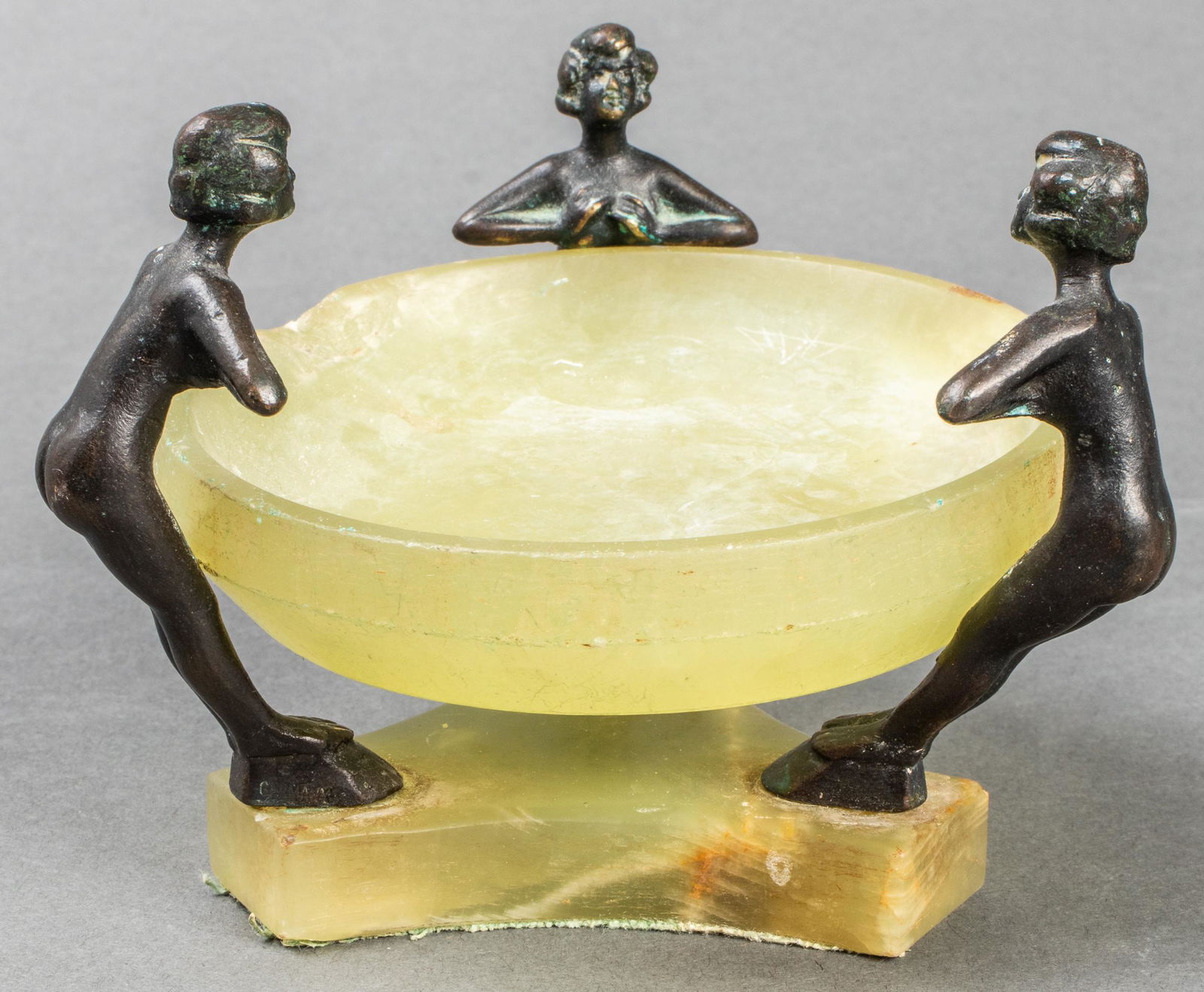 German Art Deco Bronze Figural & Onyx Tray (1 of 6)