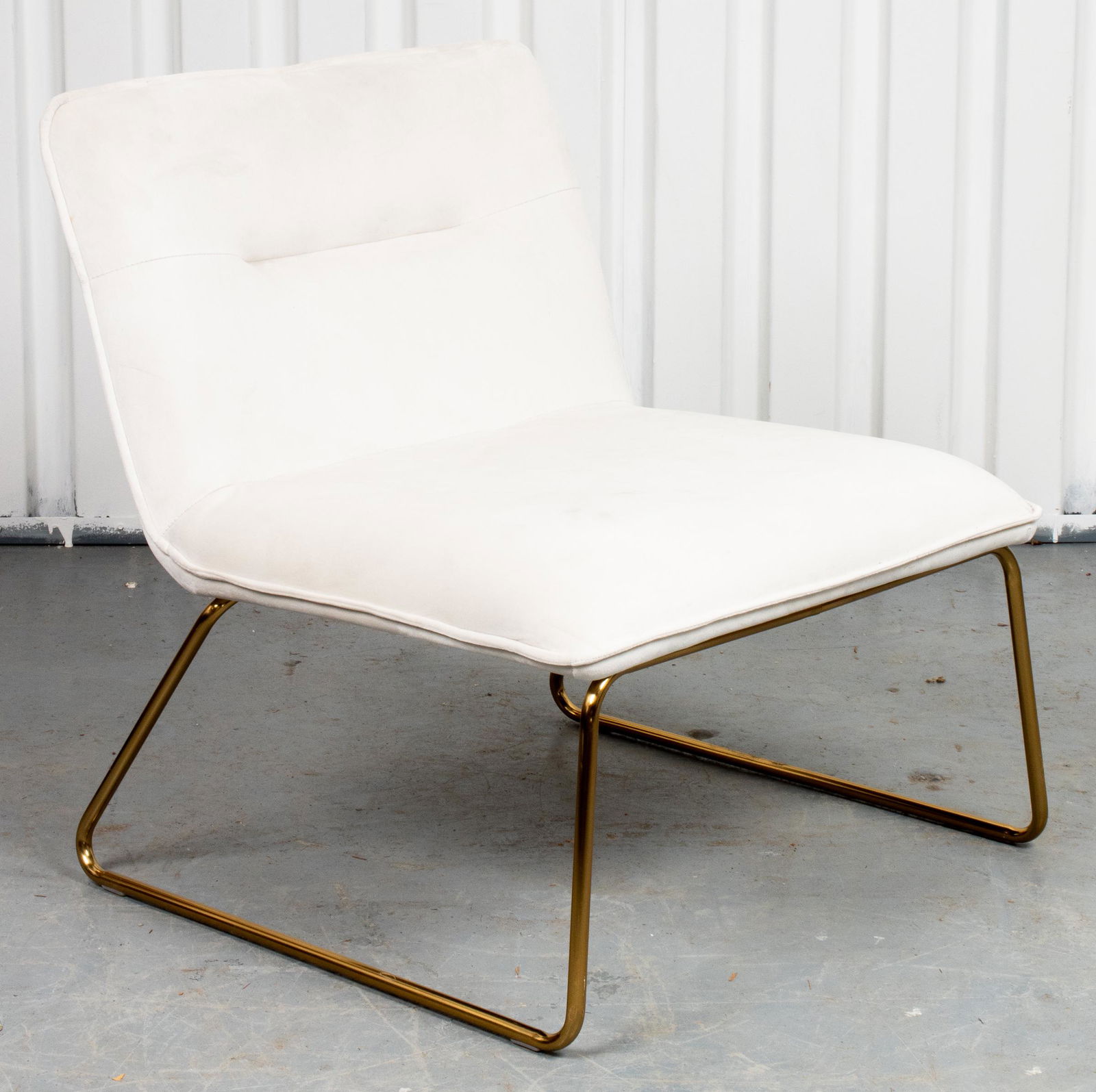 Modern Beige Upholstered Slipper Chair (1 of 5)