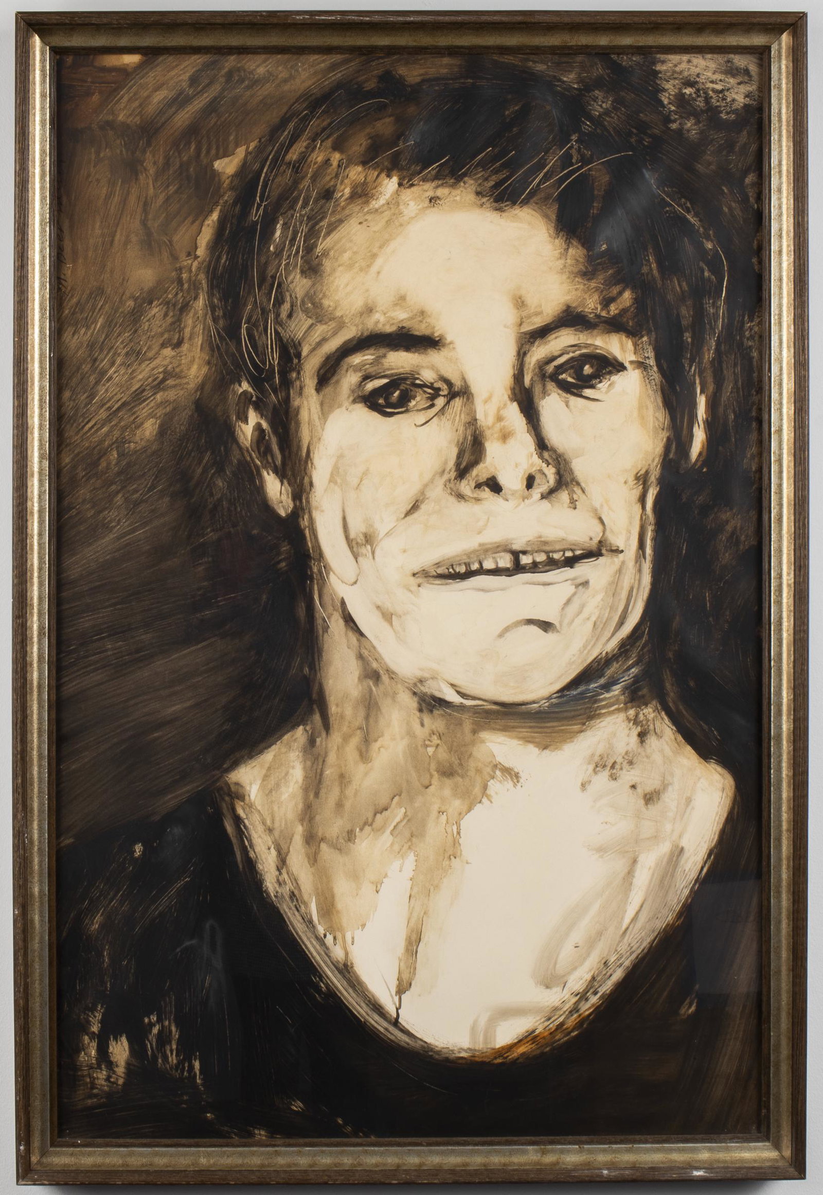 Miriam Beerman "Portrait of a Man" Watercolor: Miriam Beerman (American b. 1923), "Portrait of a Man," watercolor on paper. Signed upper left: "M. Beerman," 34.75" H x 22.5" W, frame: 37.5" H x 26" W.