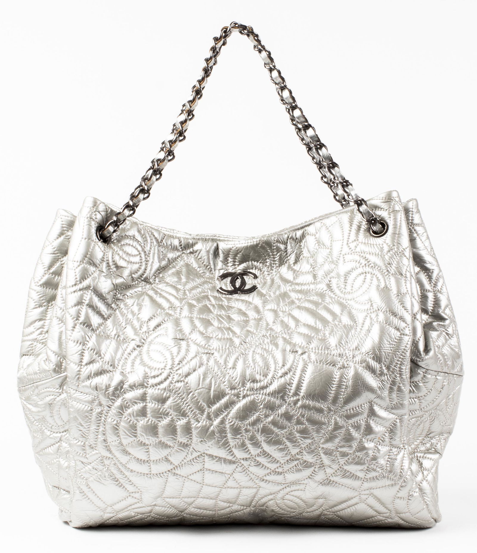 Metallic Quilted Patent Leather Tote Handbag (1 of 5)
