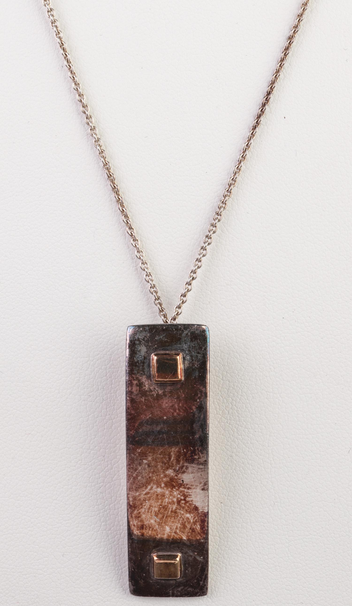 Movado Silver & 18K Yellow Gold Pendant Necklace (1 of 5)