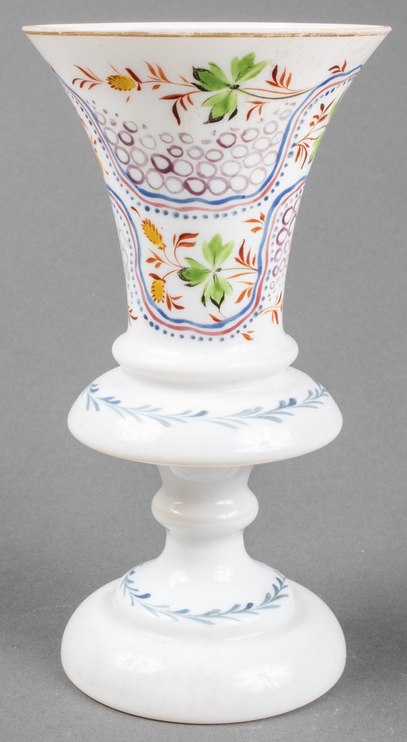 Victorian Hand-Painted Milk Glass Vase (1 of 4)